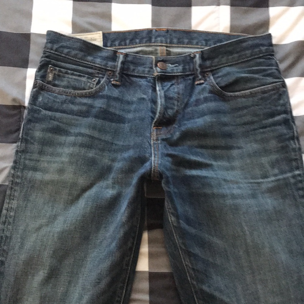 Mens ABERCROMBIE & FITCH Button Fly STRAIGHT Leg Jeans Sz 32 x 34 - Picture 5 of 12